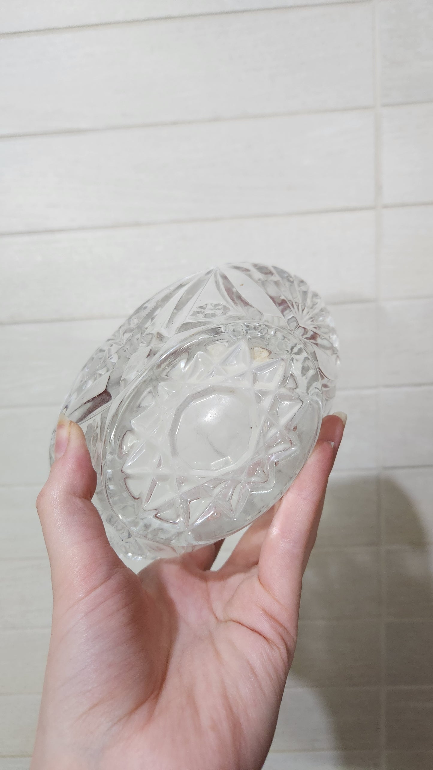 Vintage mid-20th hand-cut lead crystal basket