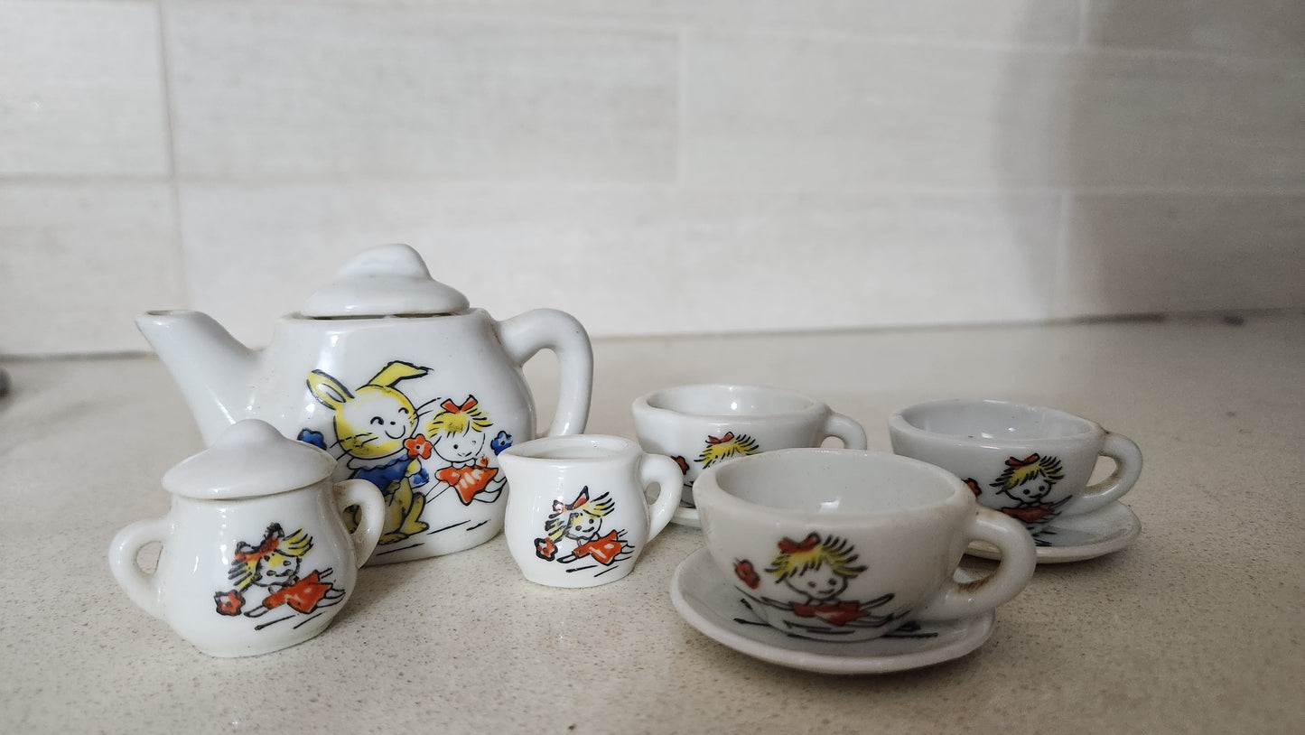Vintage Miniature Porcelain Tea Set - 10 Pieces