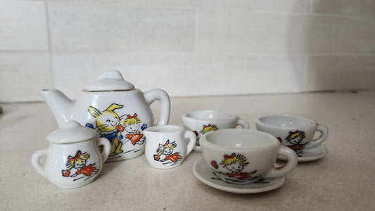 Vintage Miniature Porcelain Tea Set - 10 Pieces
