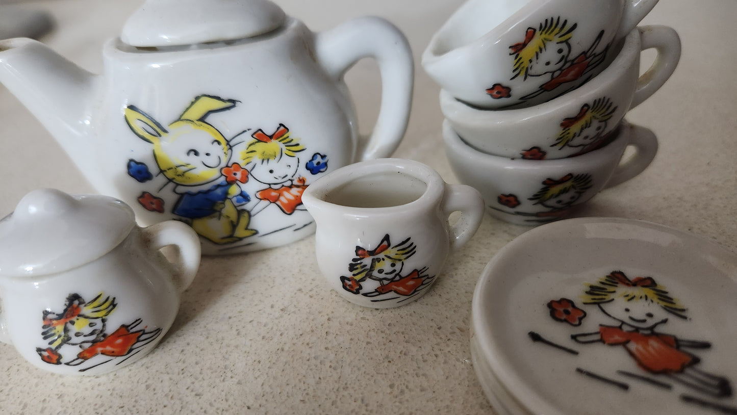 Vintage Miniature Porcelain Tea Set - 10 Pieces