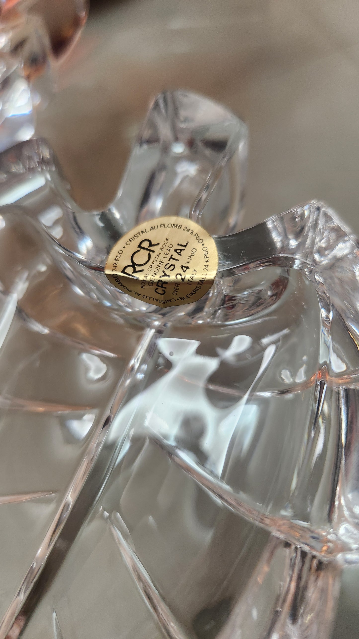 Set of 2 RCR Royal Crystal Rock "Foglia Grande" Leaf Bowls - 24% Lead Crystal