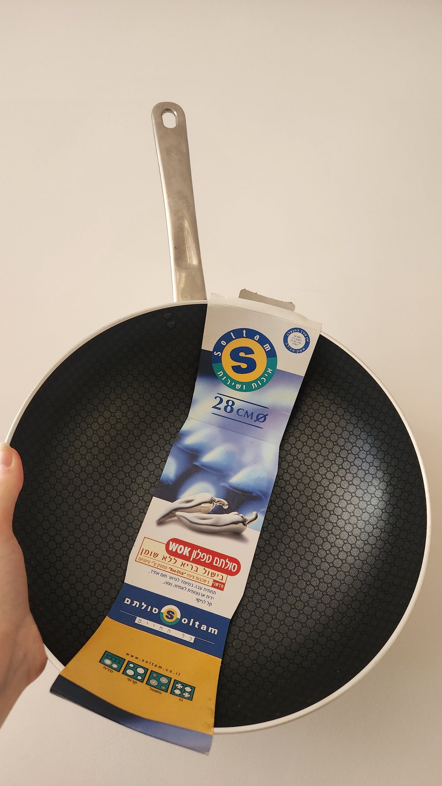 Professional Soltam 28cm Teflon Wok (Stainless Steel Handle)