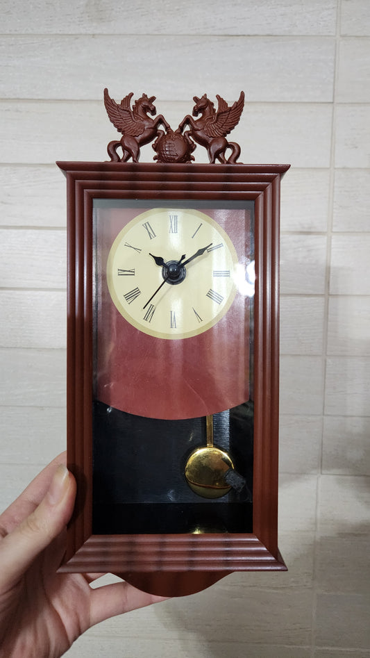 Quartz Wall Clock with Pendulum and Pegasus Ornament