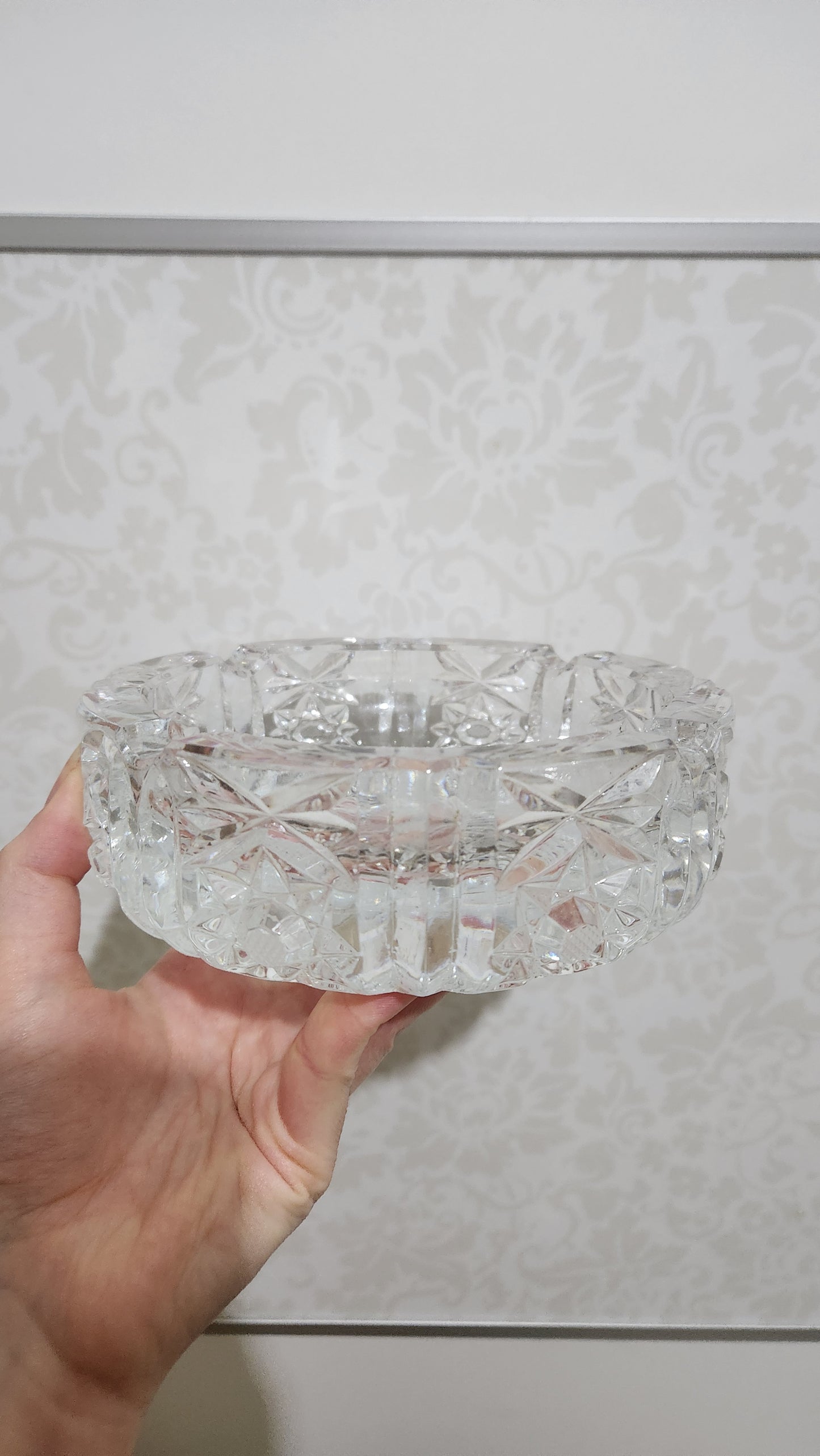 Vintage Bohemian Lead Crystal Ashtray - Hand Cut Glass