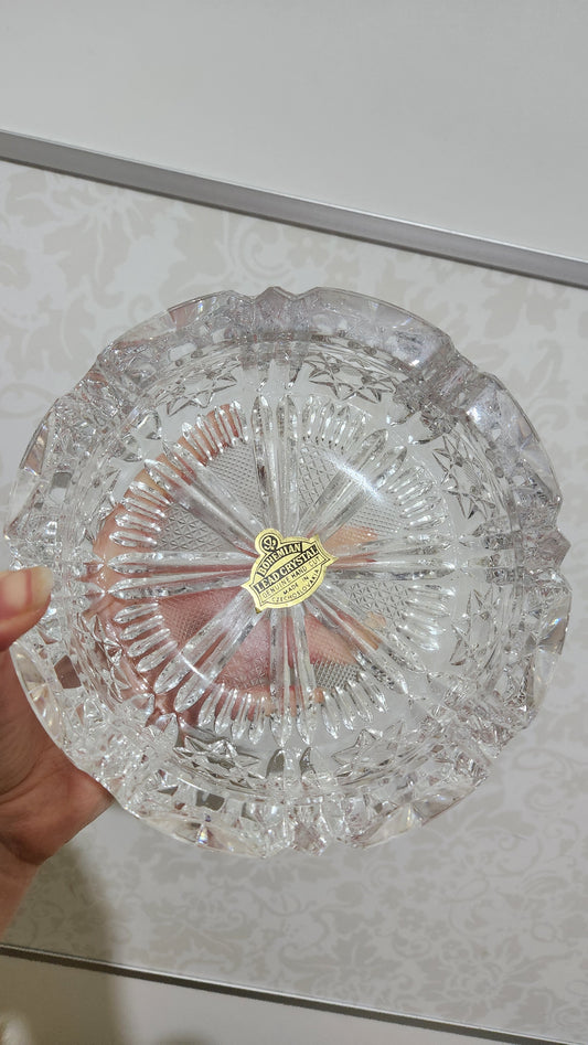Vintage Bohemian Lead Crystal Ashtray - Hand Cut Glass