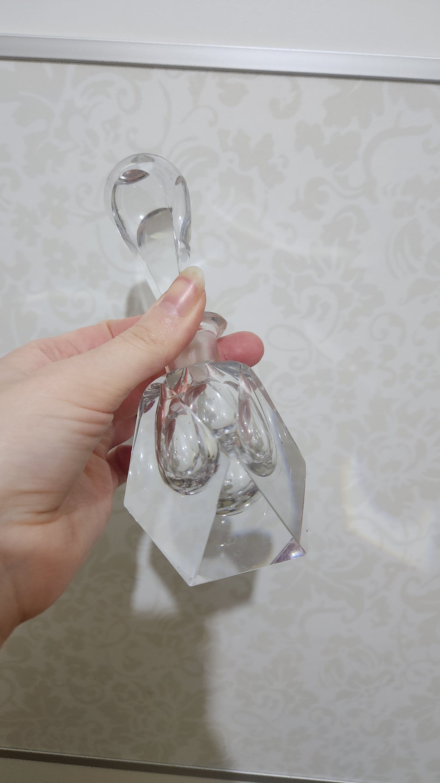 Vintage Art Deco Style Crystal Perfume Bottle with Stopper