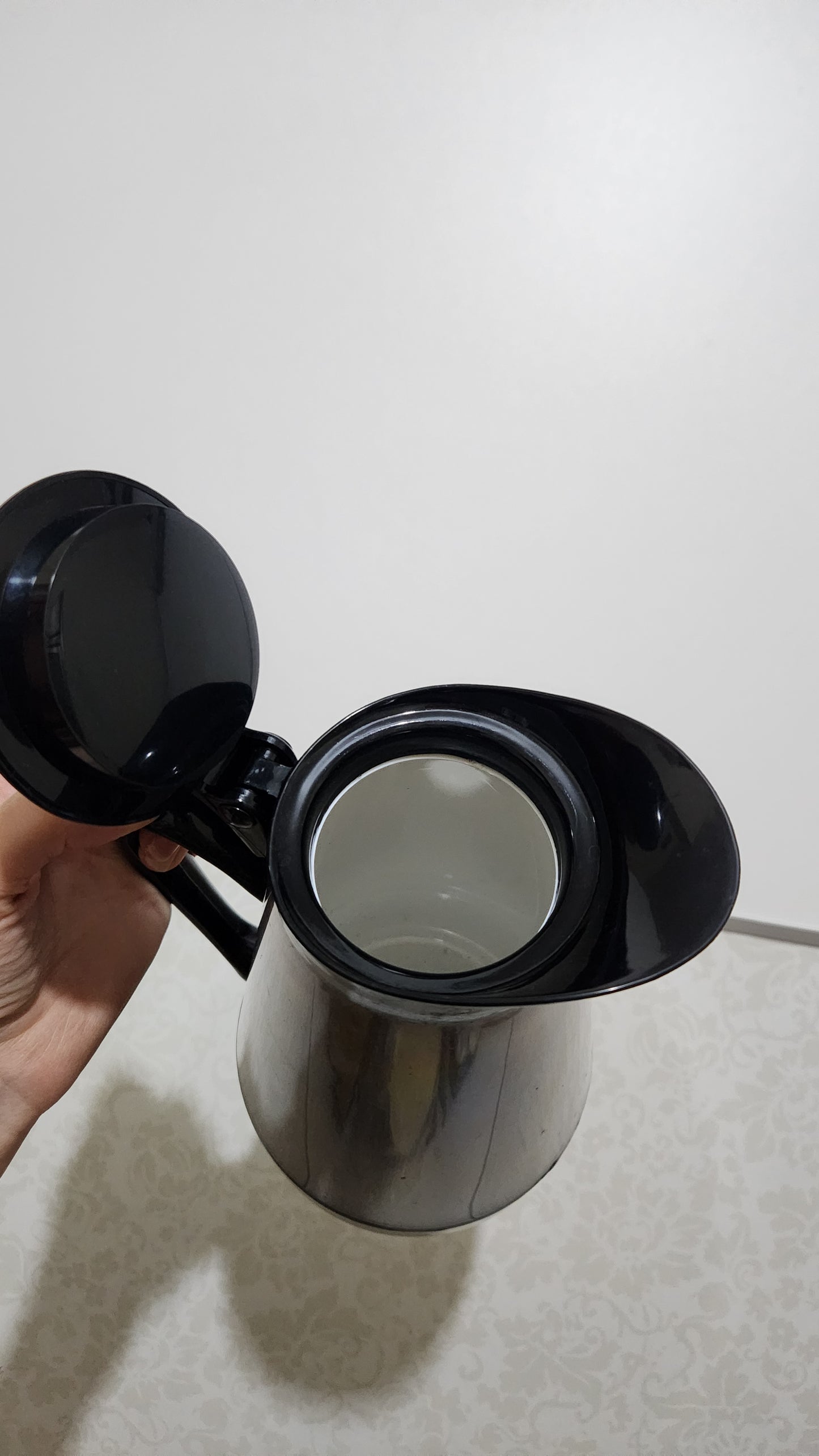 Retro 1970s Polytemp Pitcher - Faux Wood & Black - Made in Hong Kong