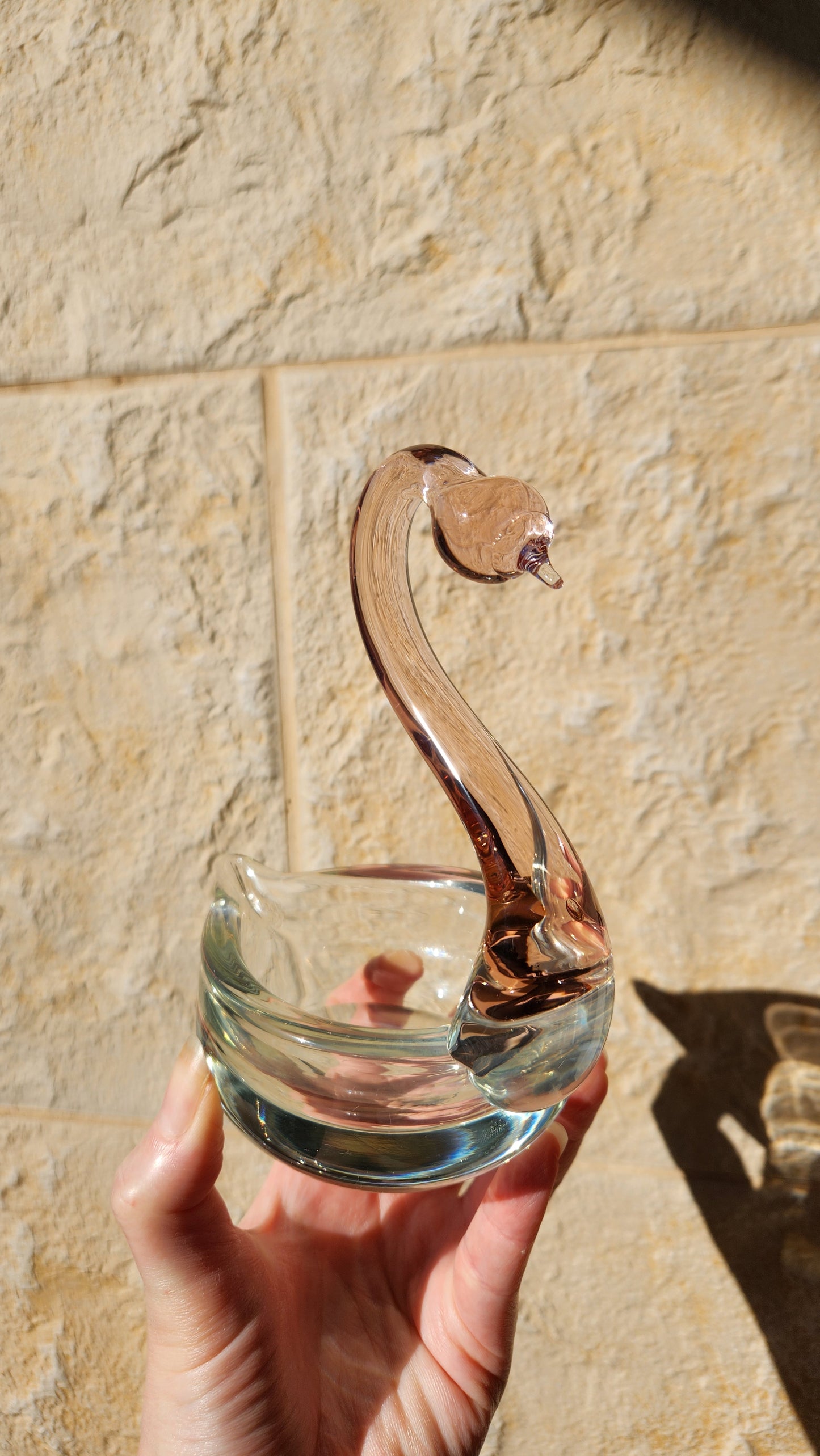Murano Glass Swan Figurine / Small Bowl - Elegant Sommerso Design