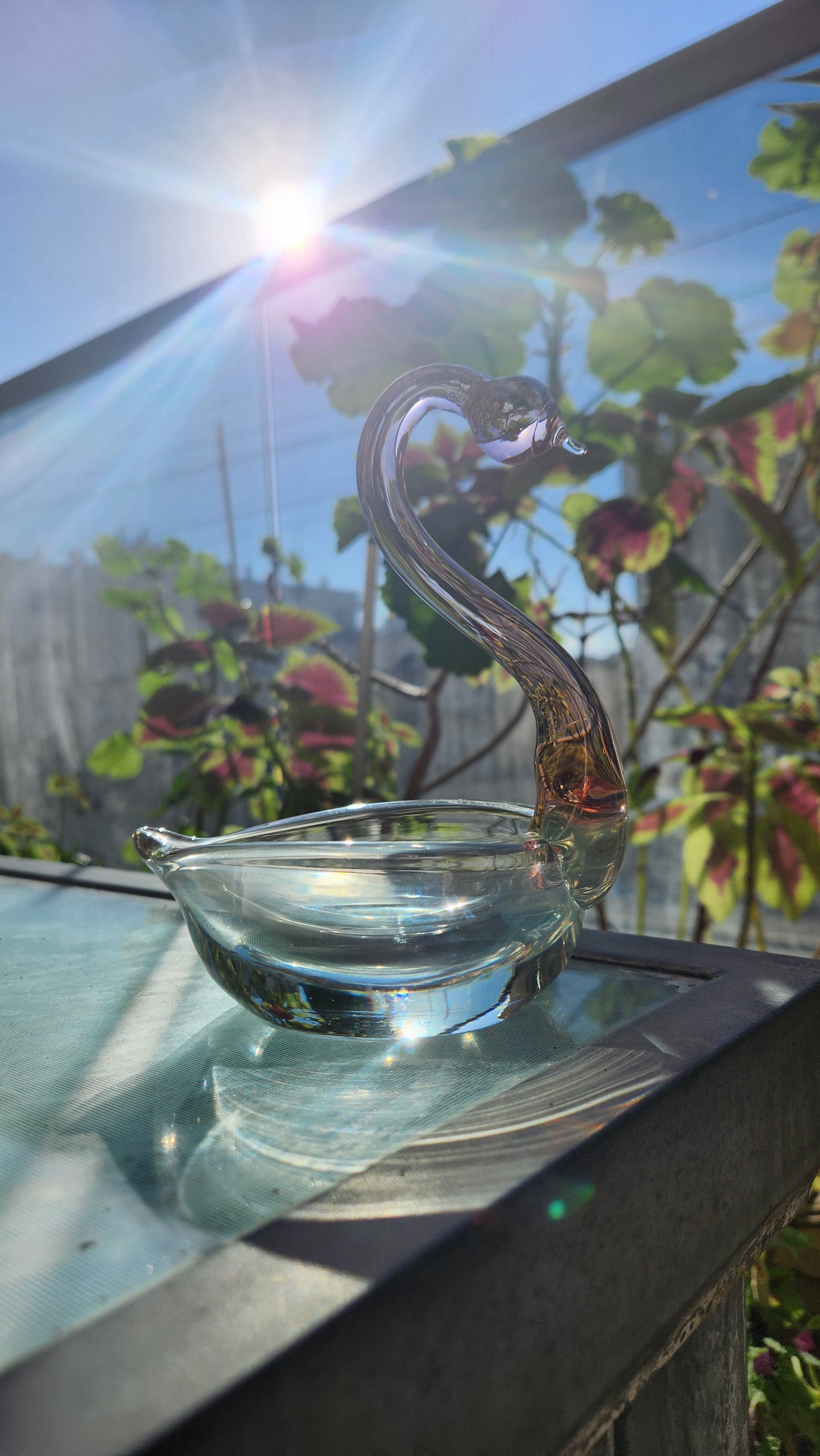 Murano Glass Swan Figurine / Small Bowl - Elegant Sommerso Design