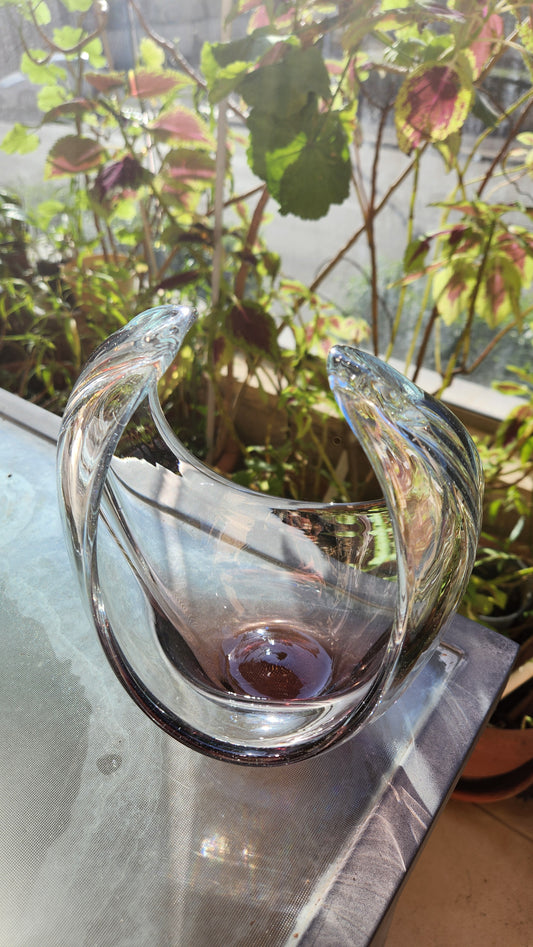 Murano Sommerso Deep Purple Art Glass Sculpture - Heavy Stylized Vase