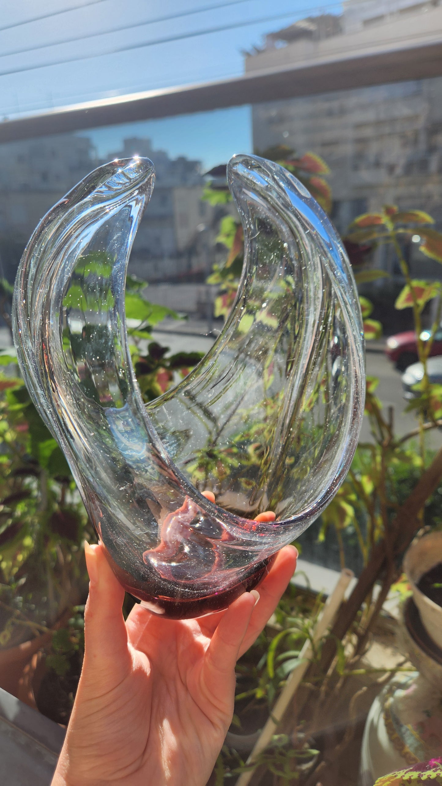 Murano Sommerso Deep Purple Art Glass Sculpture - Heavy Stylized Vase
