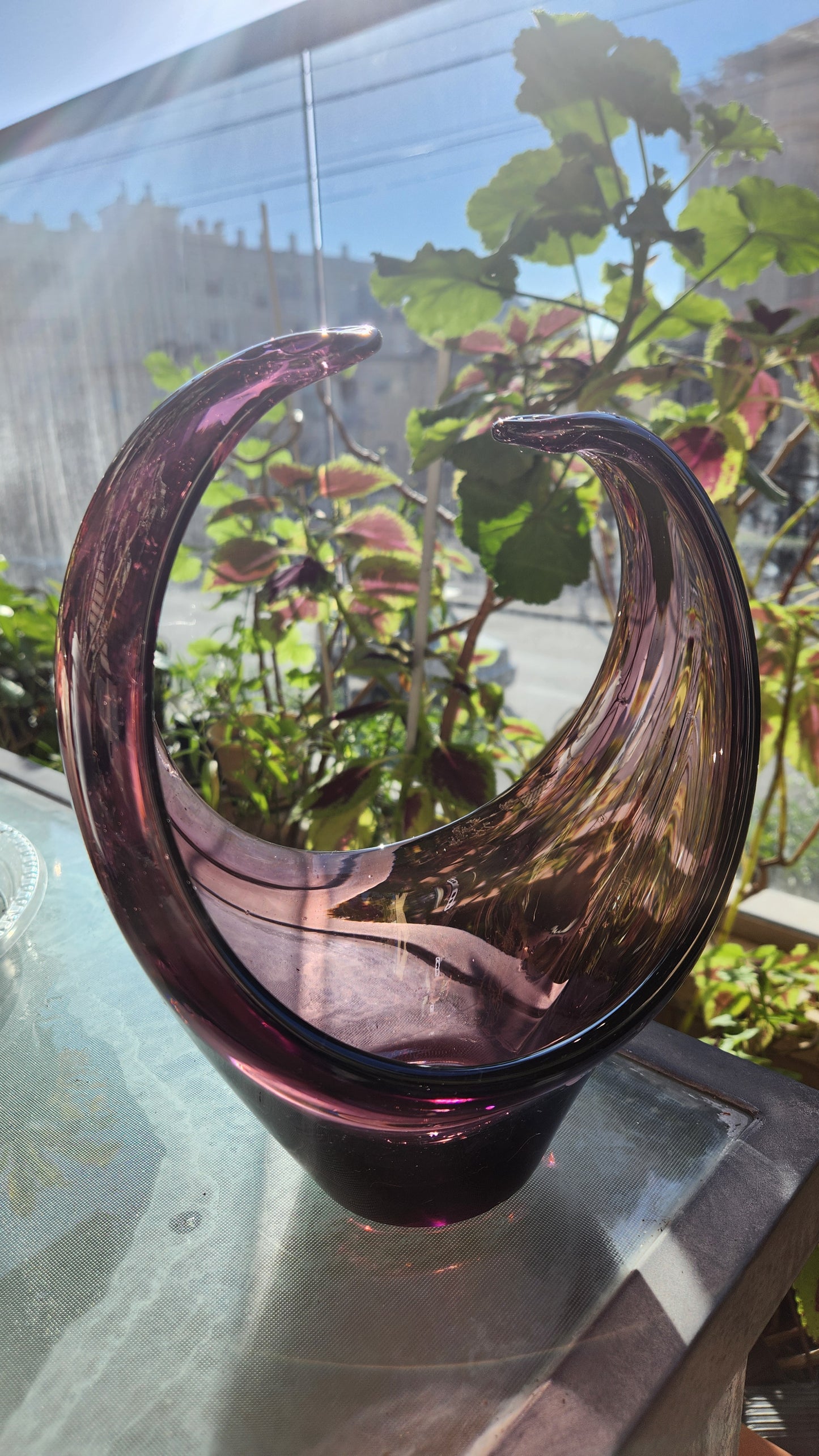 Murano Amethyst Glass Crescent Moon Sommerso Bowl