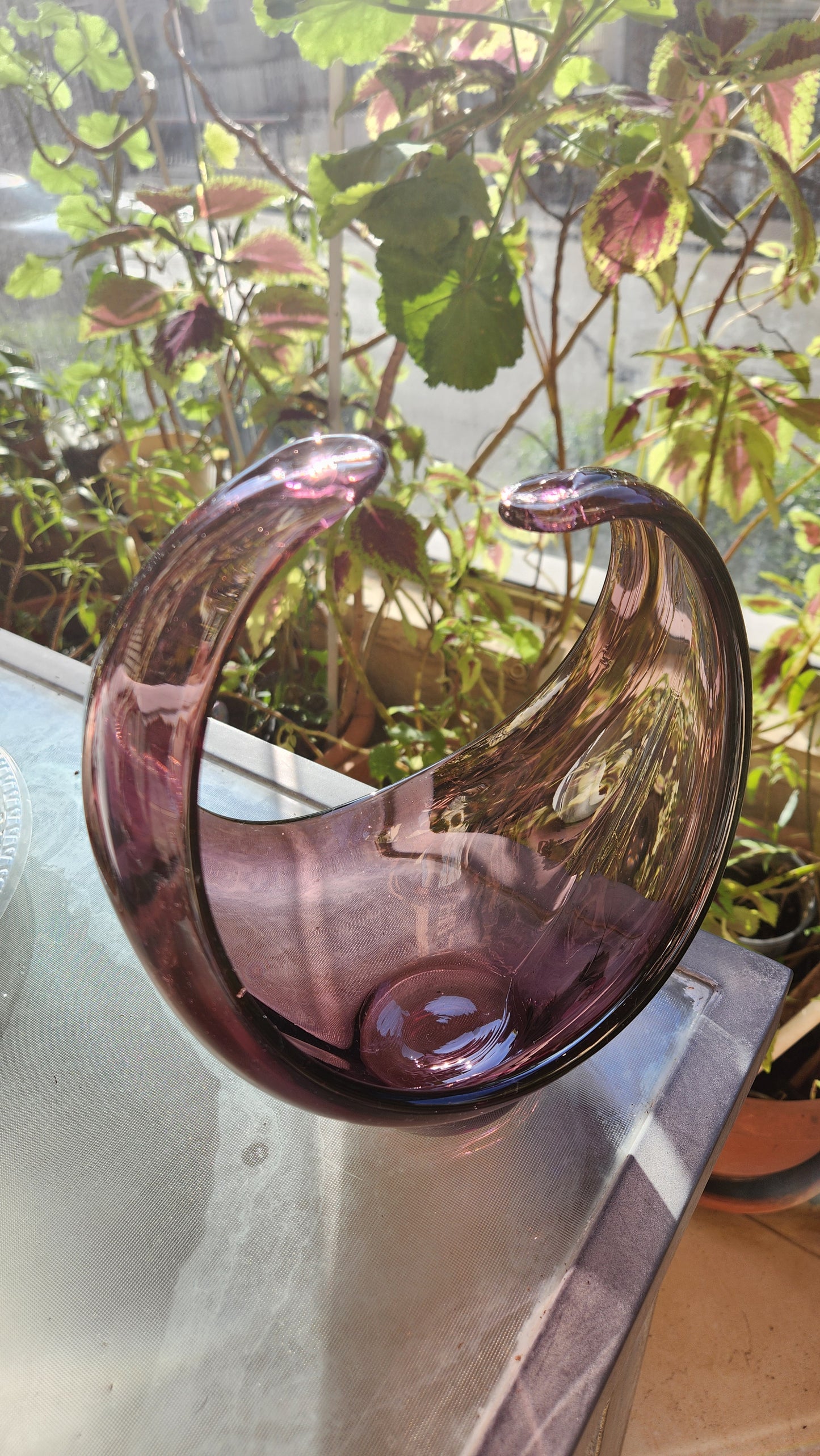 Murano Amethyst Glass Crescent Moon Sommerso Bowl