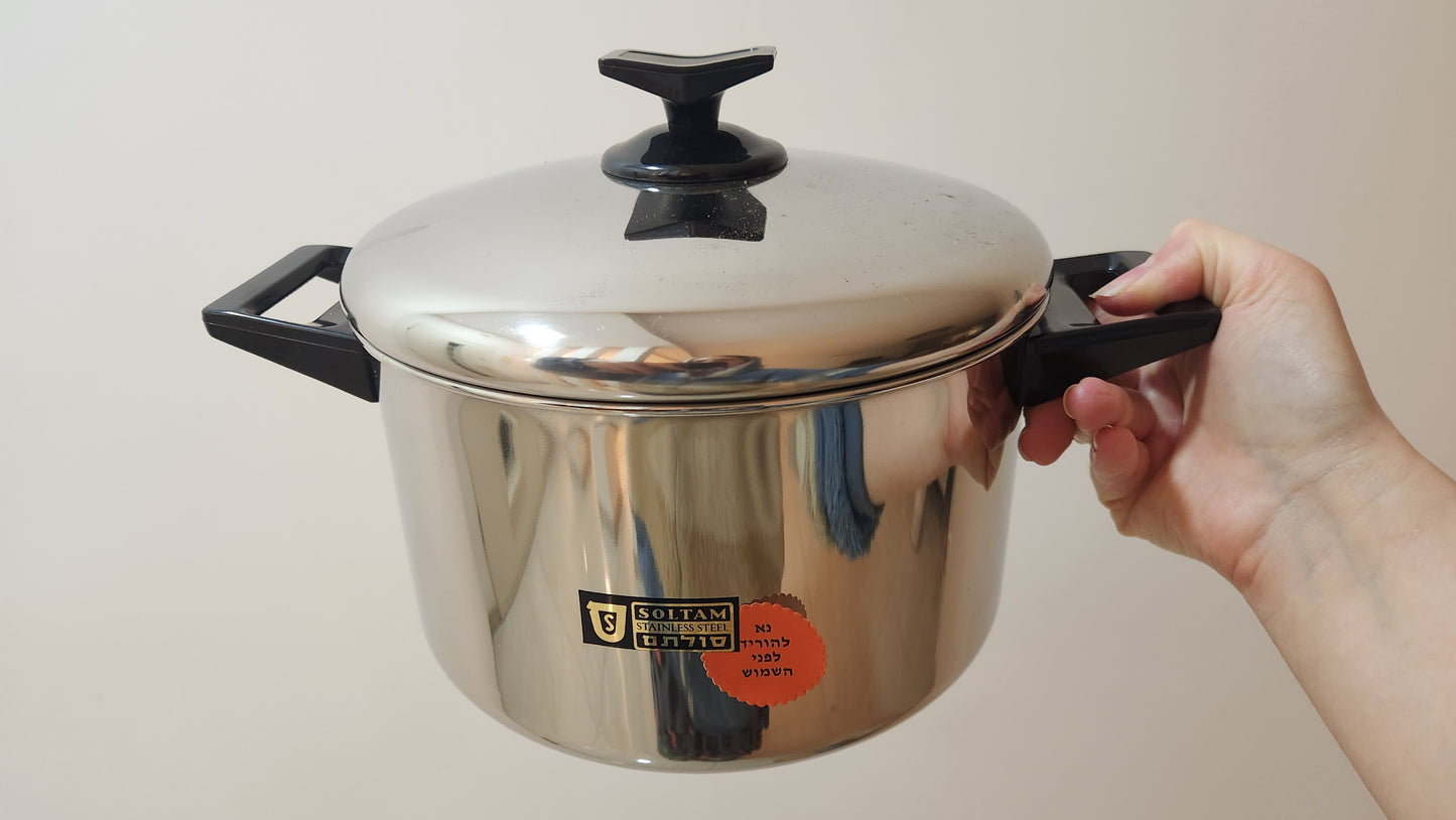Vintage unused 4 liter soltam stainless steel pot