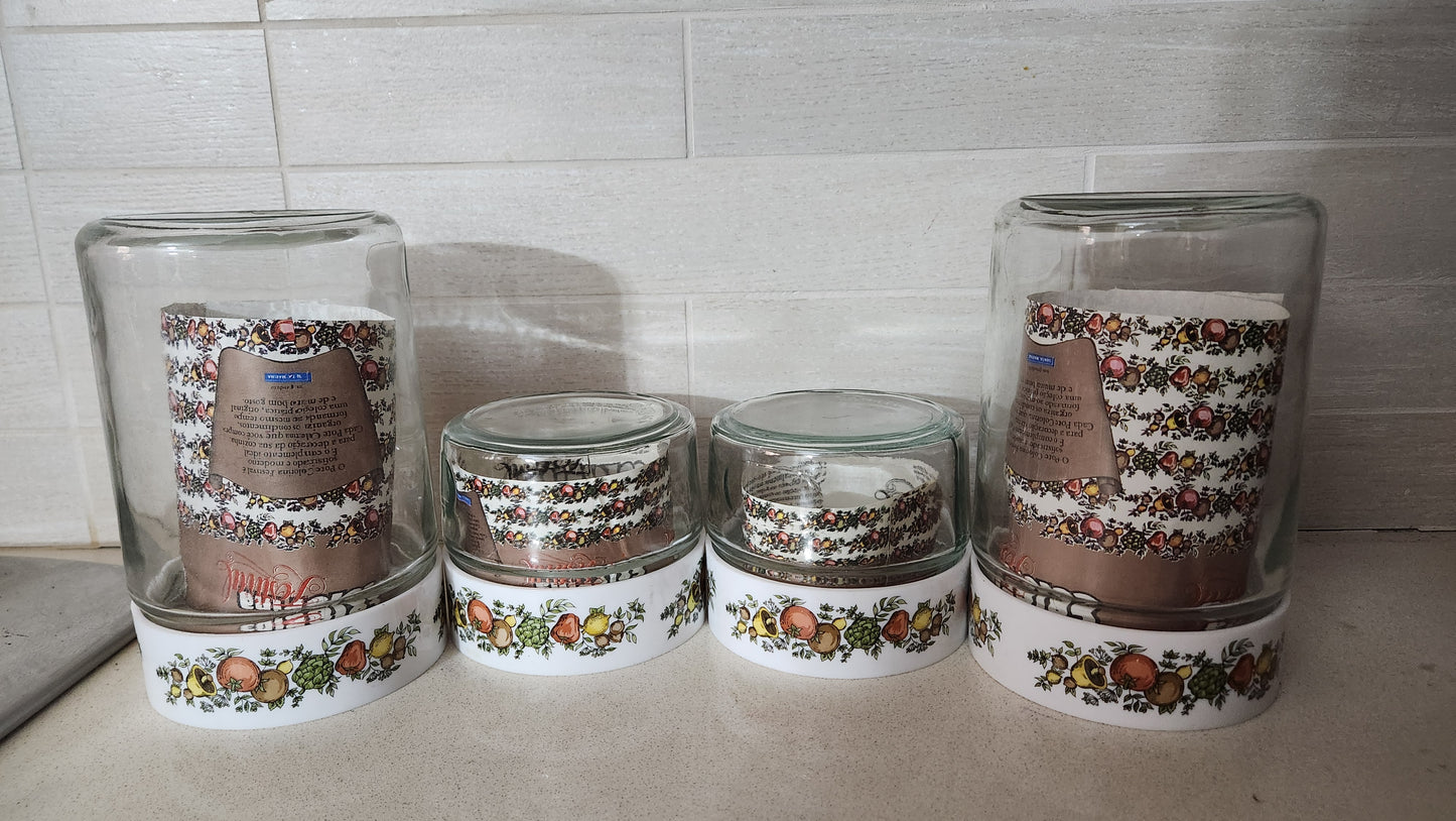 4pc Santa Marina "Spice of Life" Glass Canister Set - CorningWare Style