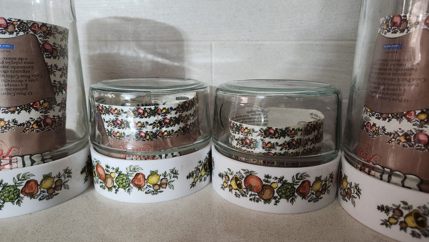 4pc Santa Marina "Spice of Life" Glass Canister Set - CorningWare Style