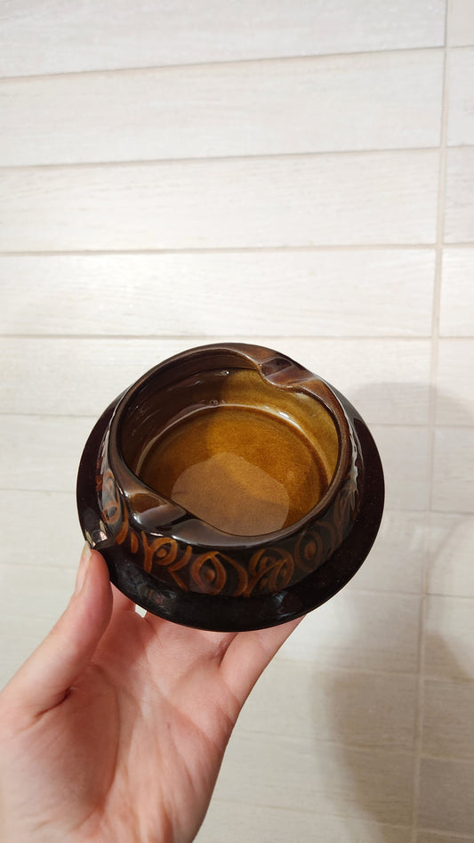 Palceramic Hand Painted Ceramic Ashtray - Brown Glaze
