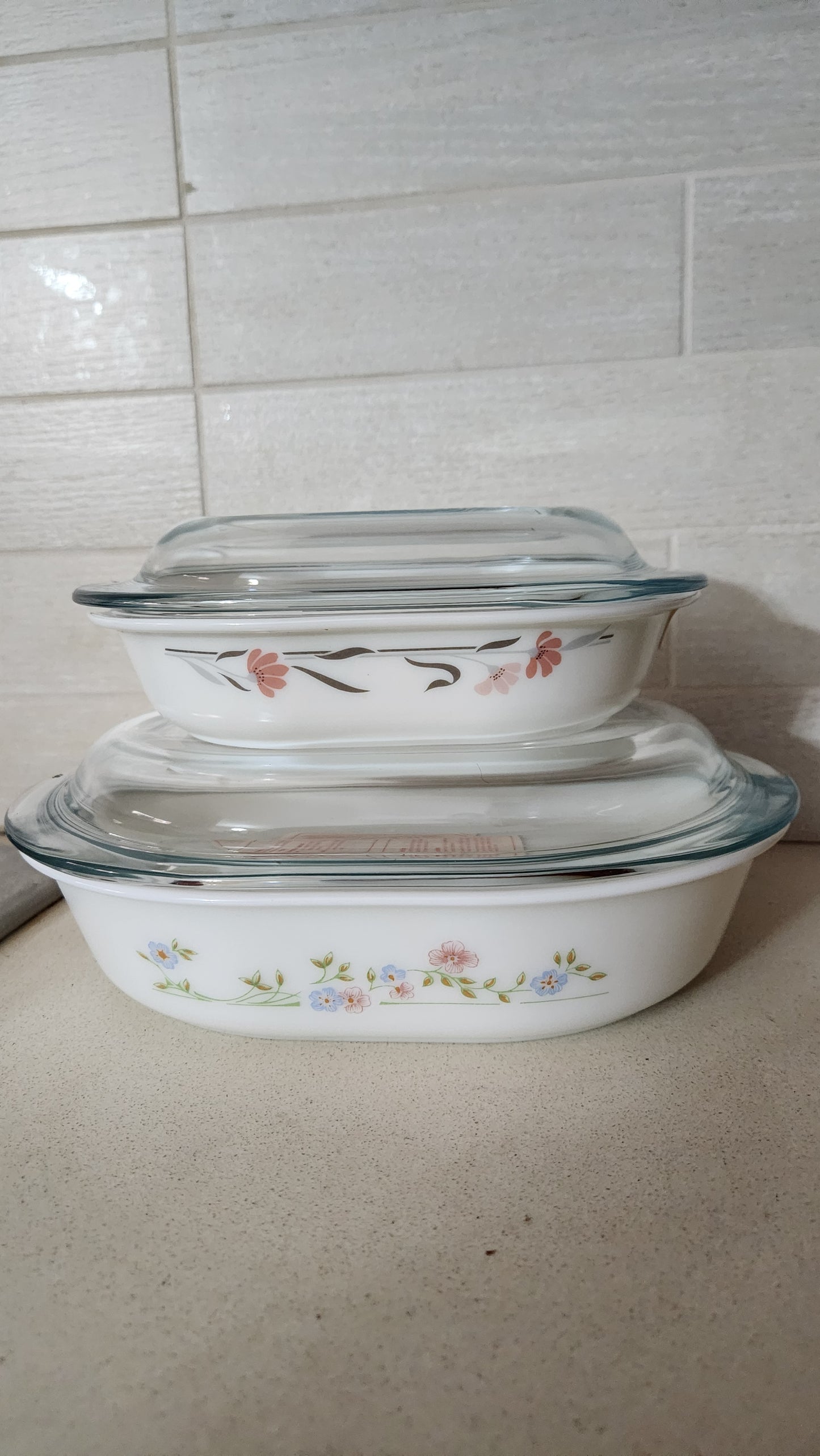 CorningWare Casserole Set with Pyrex Lids - English Meadow & Peach Floral