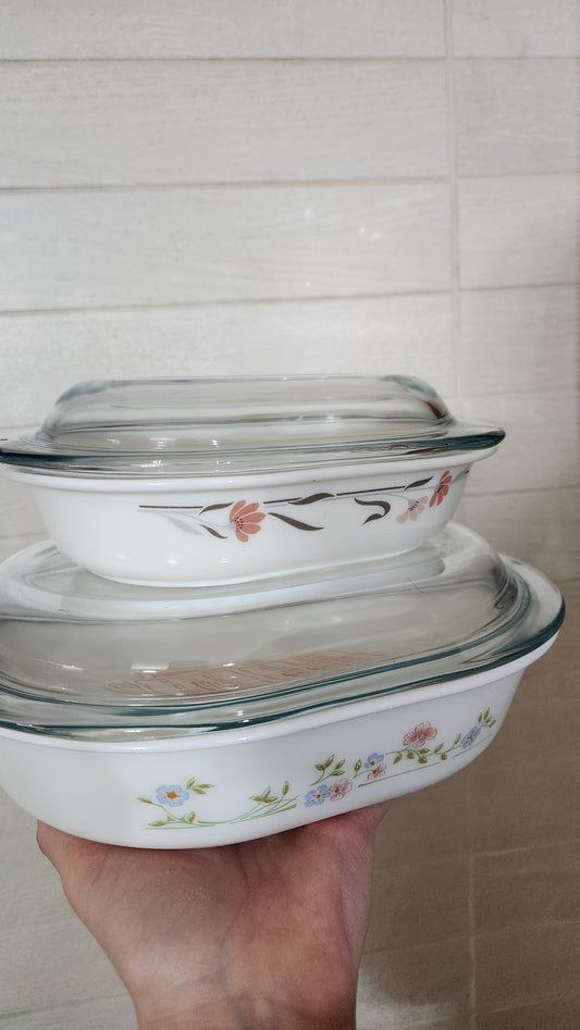 CorningWare Casserole Set with Pyrex Lids - English Meadow & Peach Floral