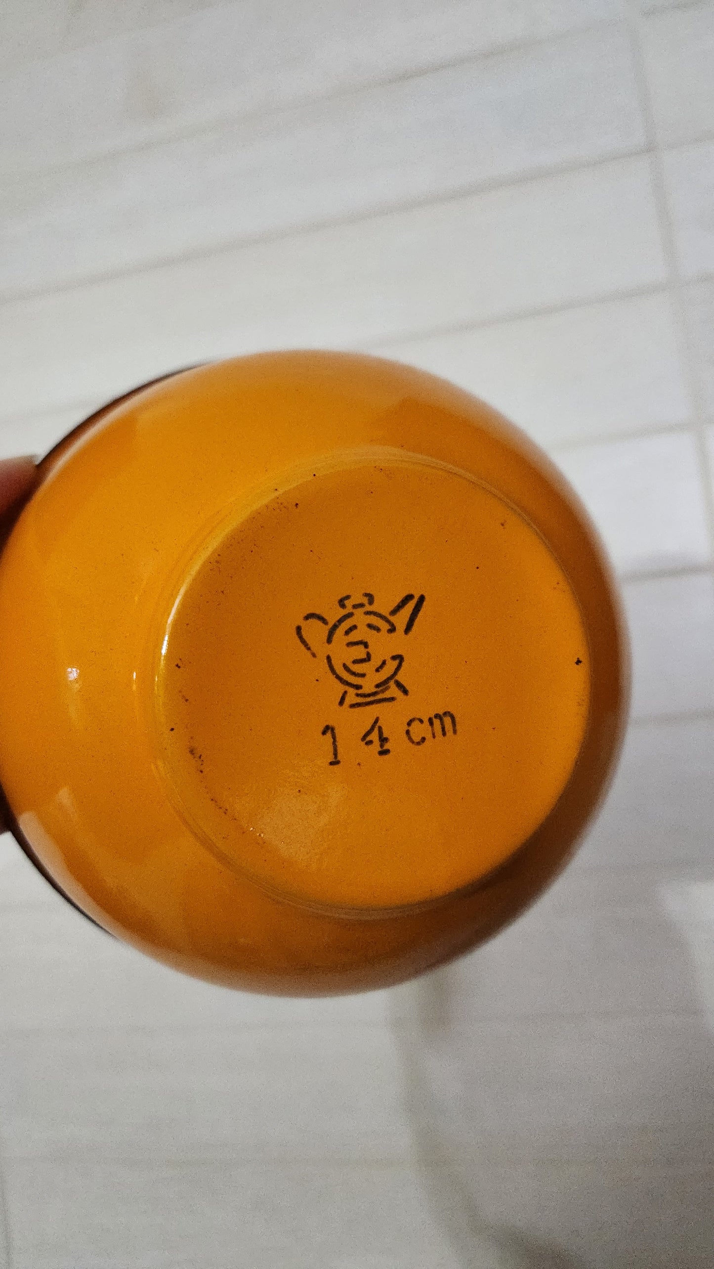 Set of 4 Romanian Enamelware Nesting Bowls - Orange & Black Floral