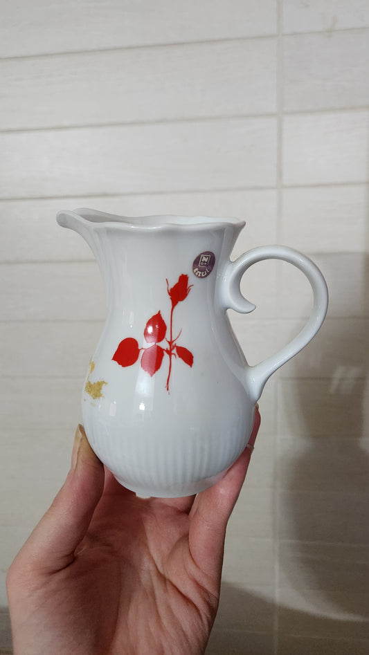Naaman Porcelain Pitcher / Creamer - Red Rose Pattern