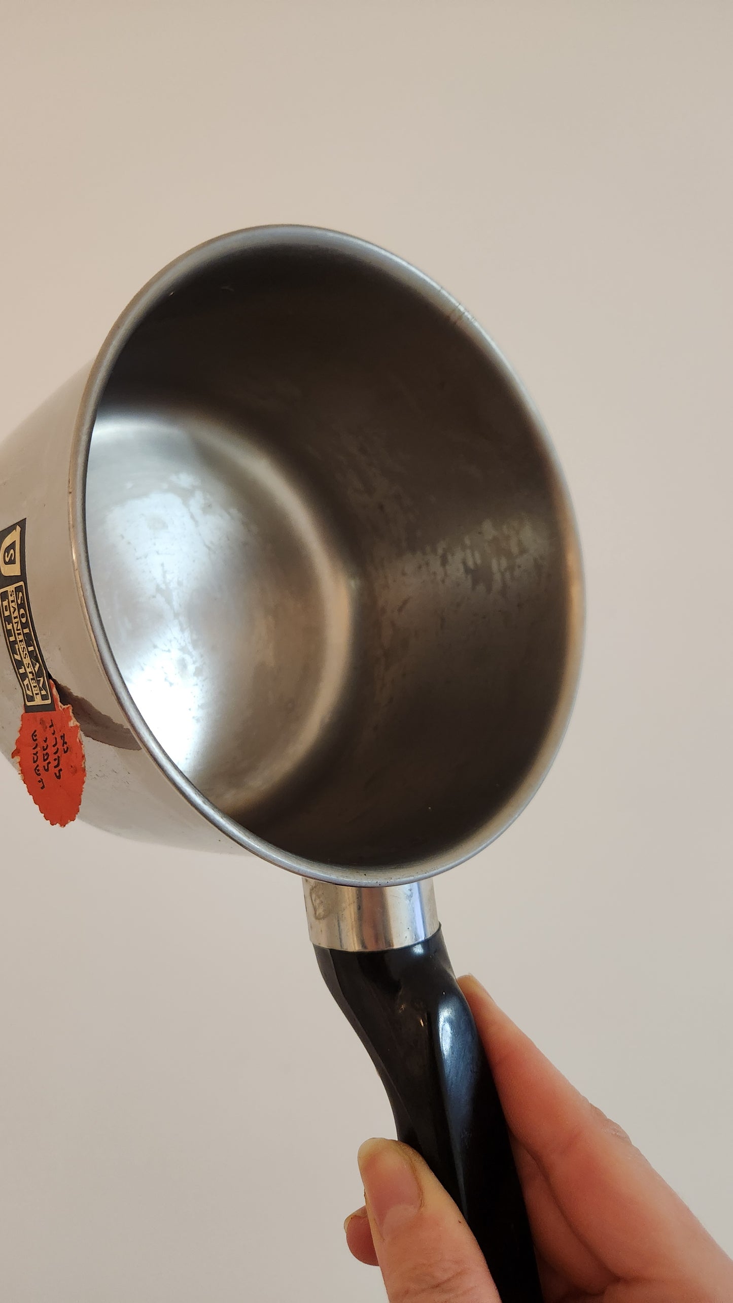 Vintage unused 1.5 liter soltam stainless steel pot