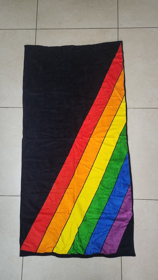 Vintage 90s Rainbow Diagonal Stripes Beach Towel - 75x150cm