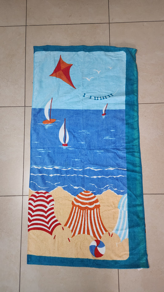 Vintage Nautical Sailboats Beach Towel - Summer Scene - 75x150cm