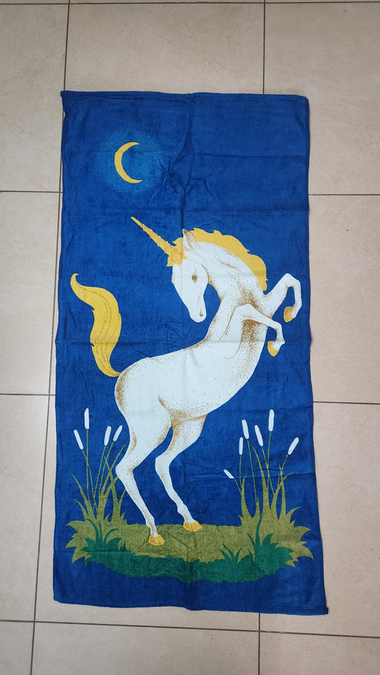 Vintage 80s Lovett Unicorn & Rainbow Beach Towel - 75x150cm