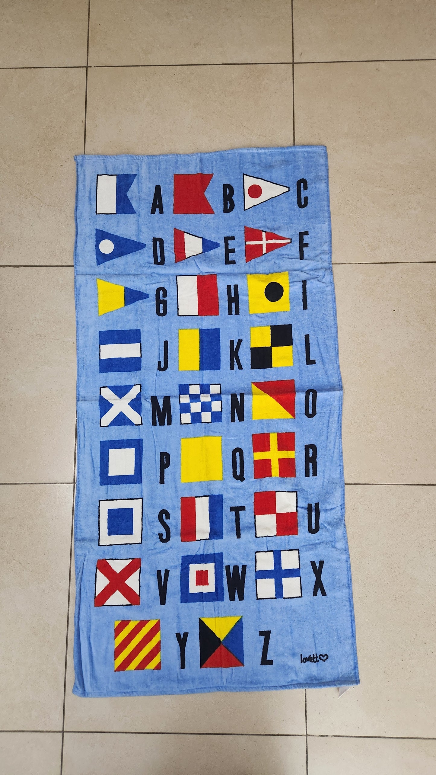 Vintage Lovett Nautical Flags Alphabet Beach Towel - 75x150cm