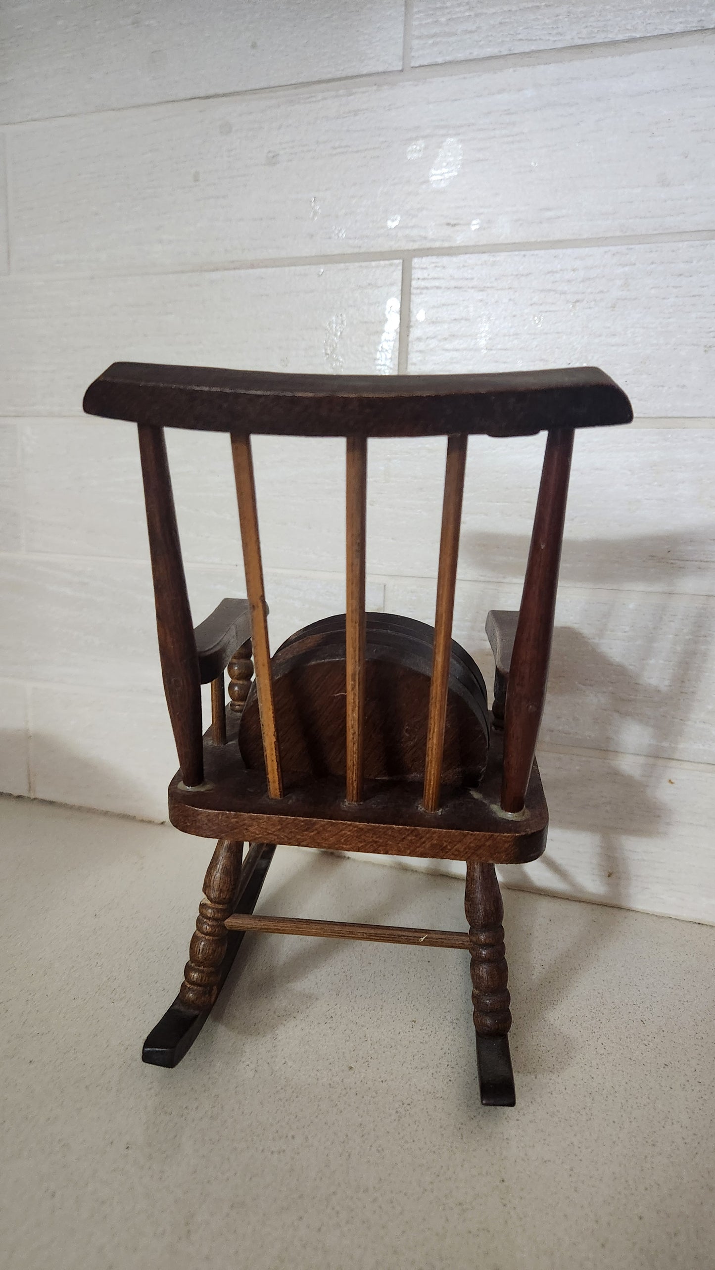 Wooden Rocking Chair Coaster Set - 5 Cork Coasters