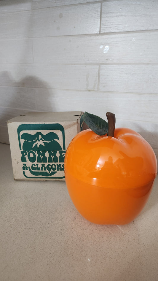 Vintage 1970s Orange Apple Ice Bucket - Pomme à Glaçons
