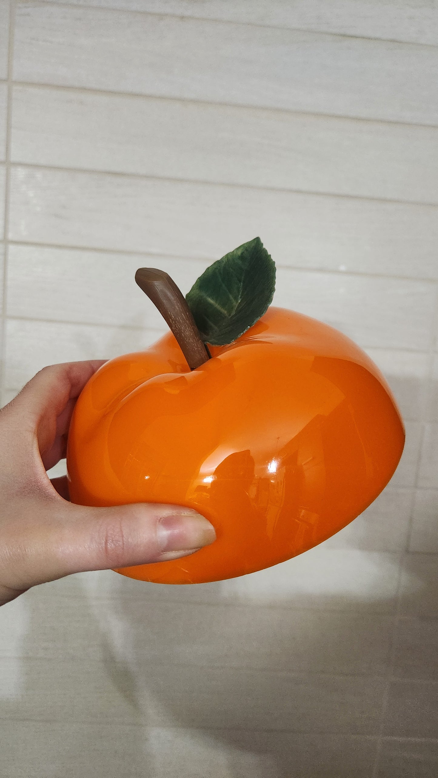 Vintage 1970s Orange Apple Ice Bucket - Pomme à Glaçons