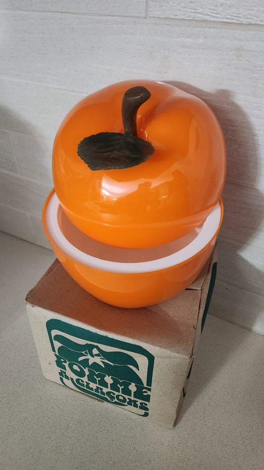 Vintage 1970s Orange Apple Ice Bucket - Pomme à Glaçons