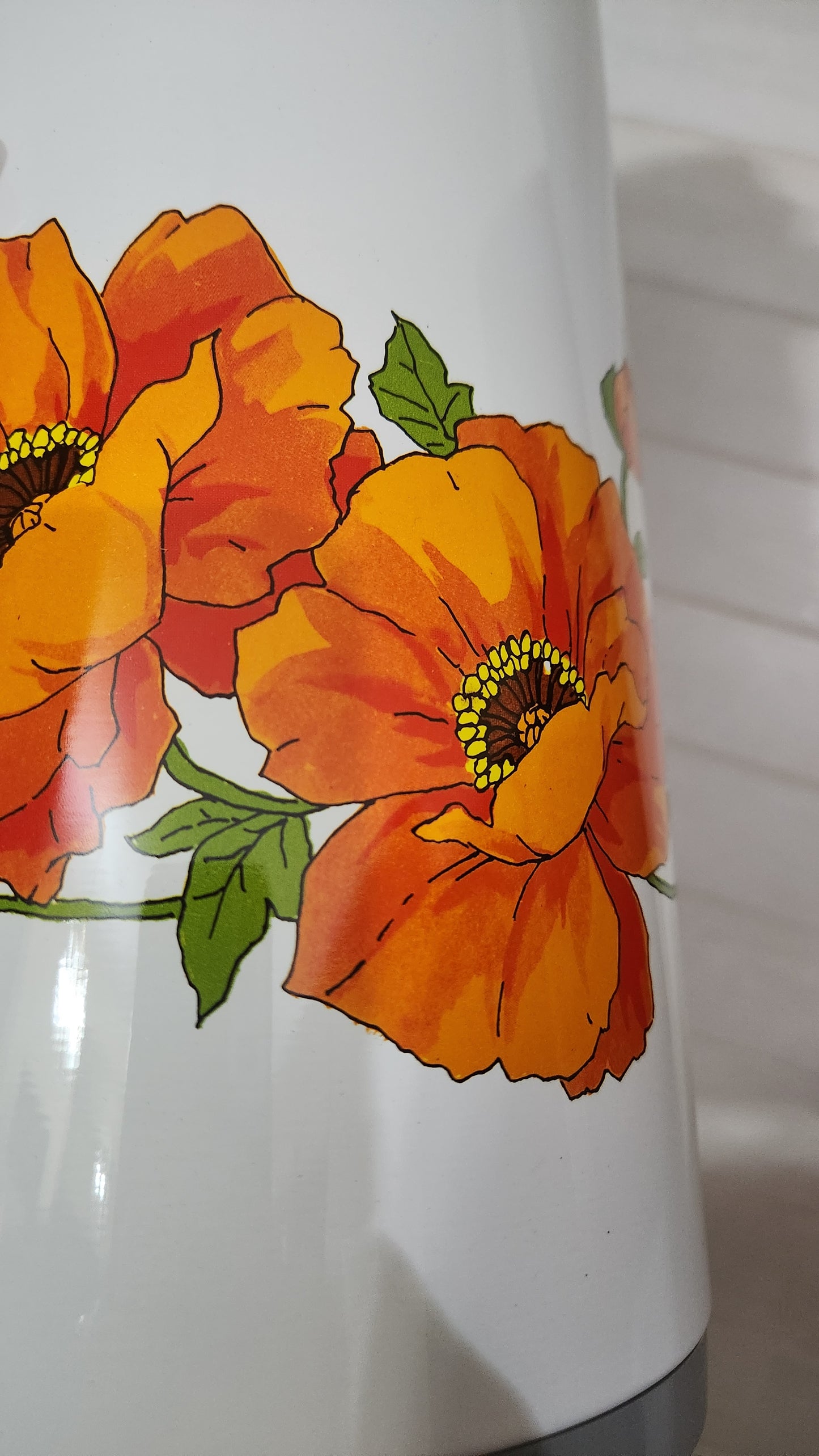 Vintage 2.5L Peacock ARE-25 Air Pot Thermos - "Orange Poppy" Design - Made in Japan