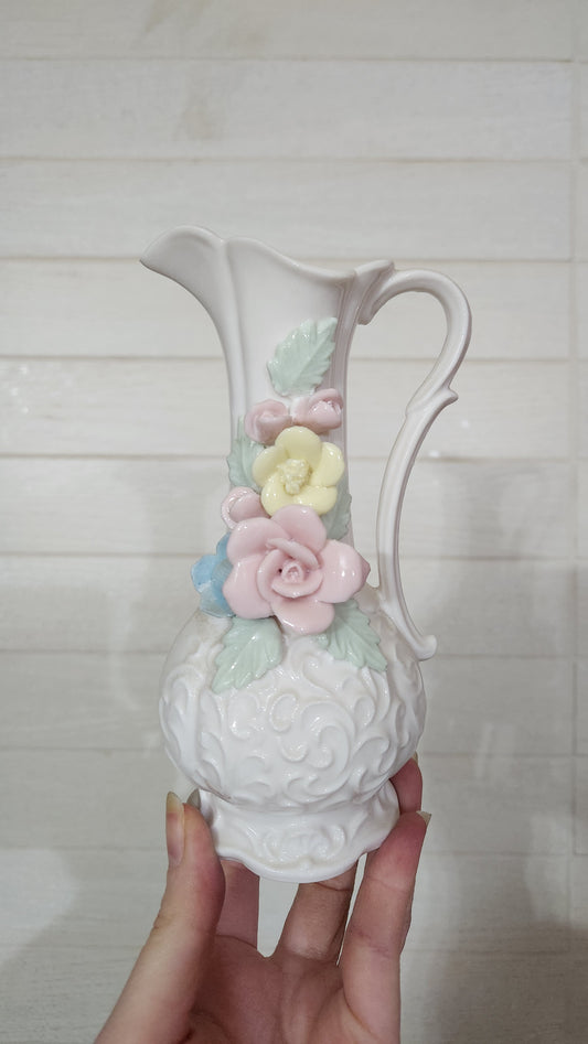 Vintage Capodimonte Style Floral Porcelain Decorative Vase