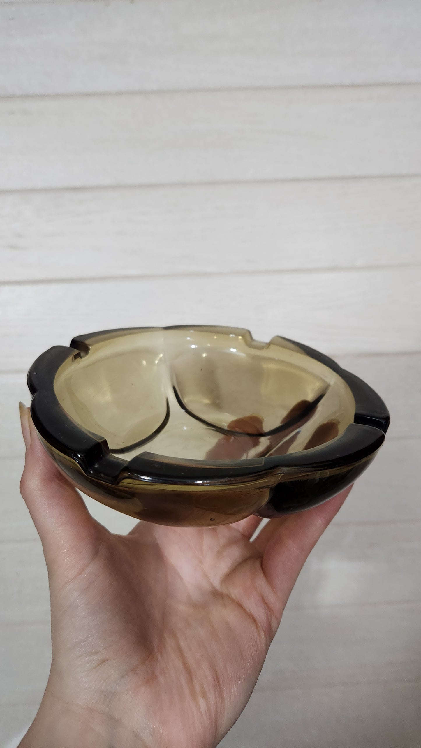 Vintage Italian mid century Amber Glass Ashtray