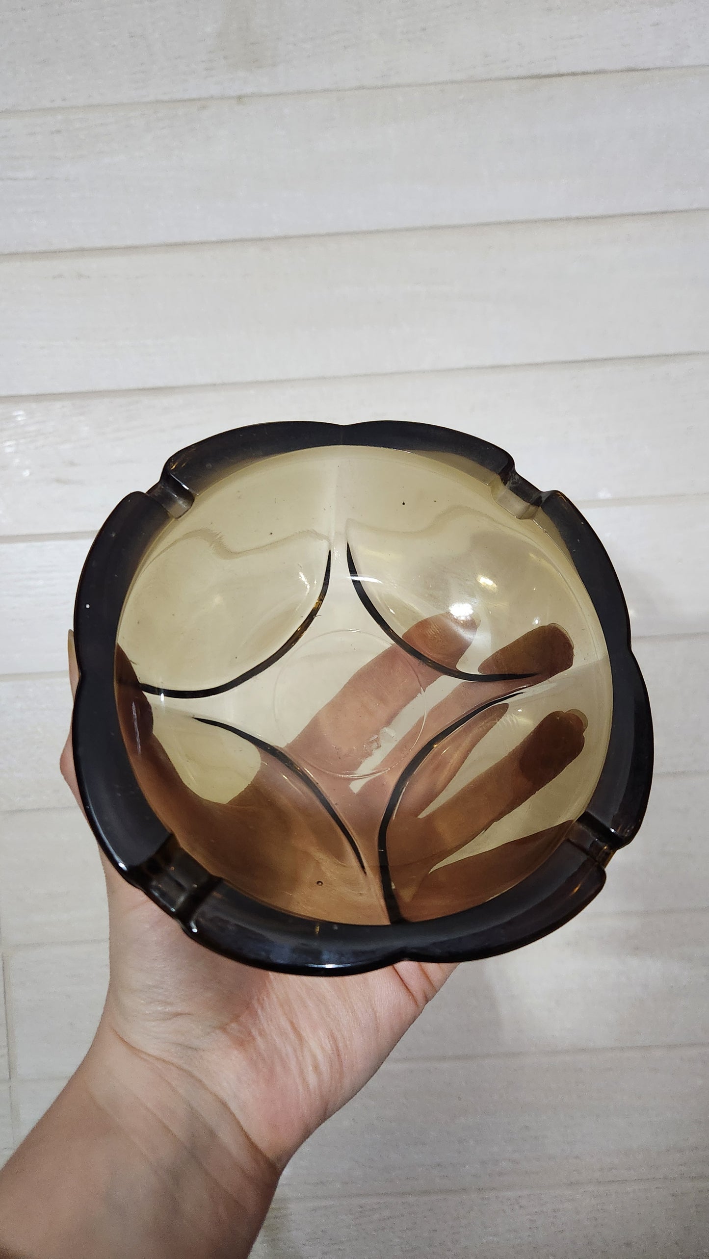 Vintage Italian mid century Amber Glass Ashtray