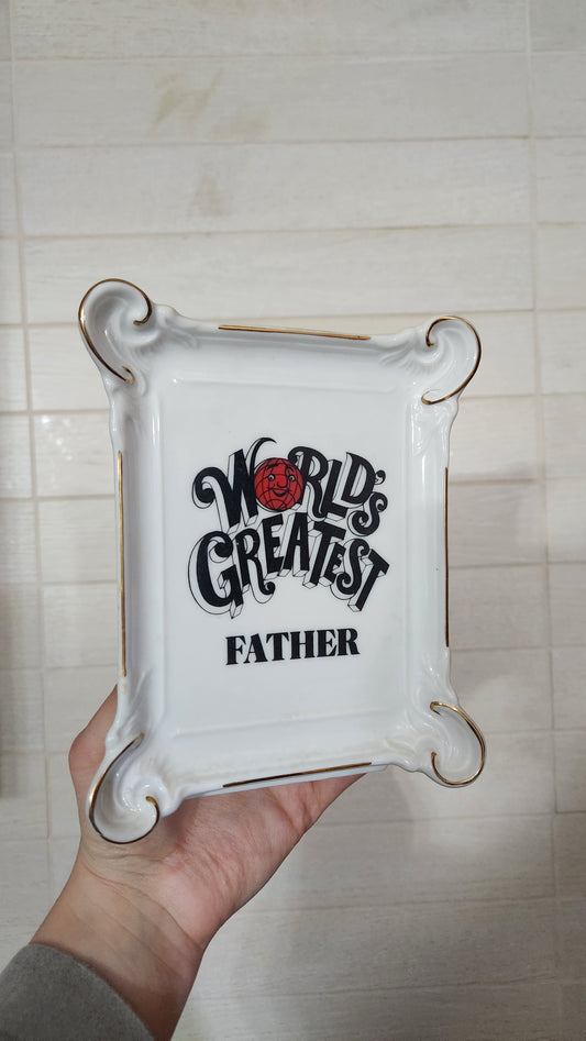 Japan Porcelain "World's Greatest Father" Desk Organizer/Wall Pocket