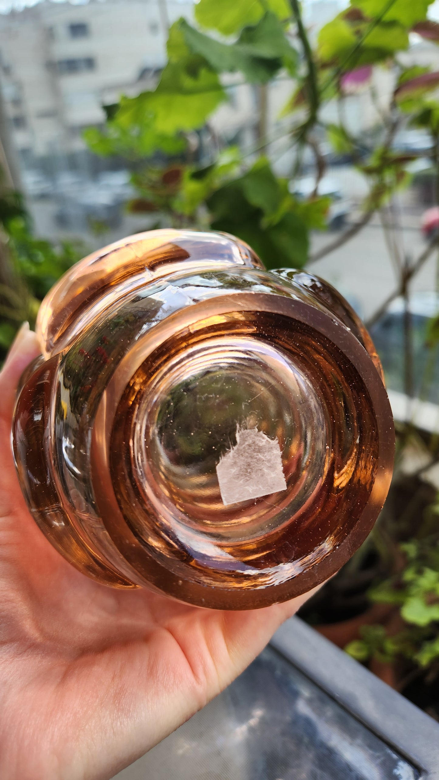 60s Modern "Bubble" Vase - Vladislav Urban for Sklo Union, Czechoslovakia, Pattern 20048, Amber Glass