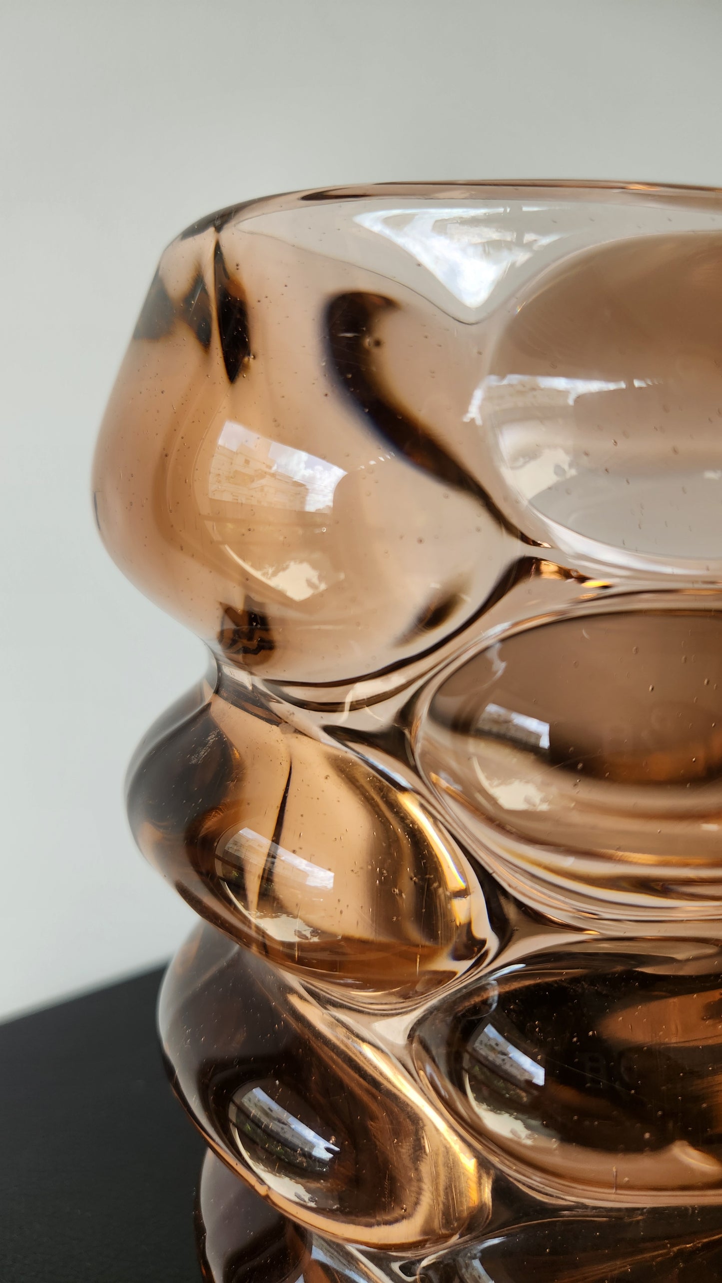 60s Modern "Bubble" Vase - Vladislav Urban for Sklo Union, Czechoslovakia, Pattern 20048, Amber Glass