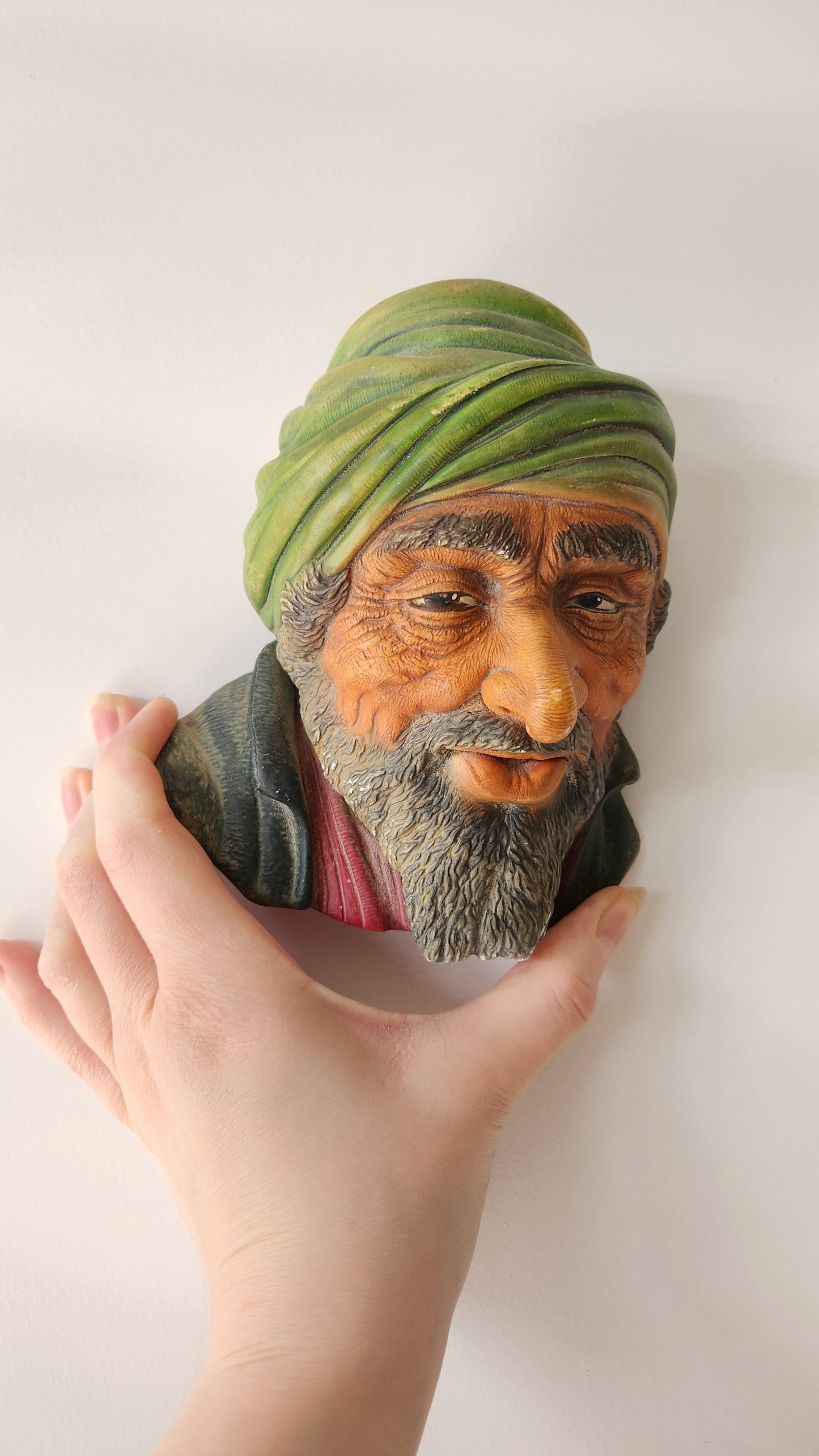 Vintage Bossons England Chalkware Head "The Kurd" (1961) – Hand Painted Wall Mask
