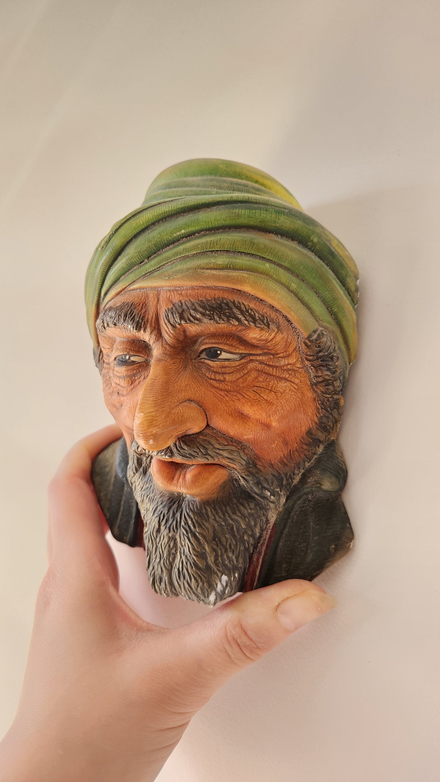 Vintage Bossons England Chalkware Head "The Kurd" (1961) – Hand Painted Wall Mask