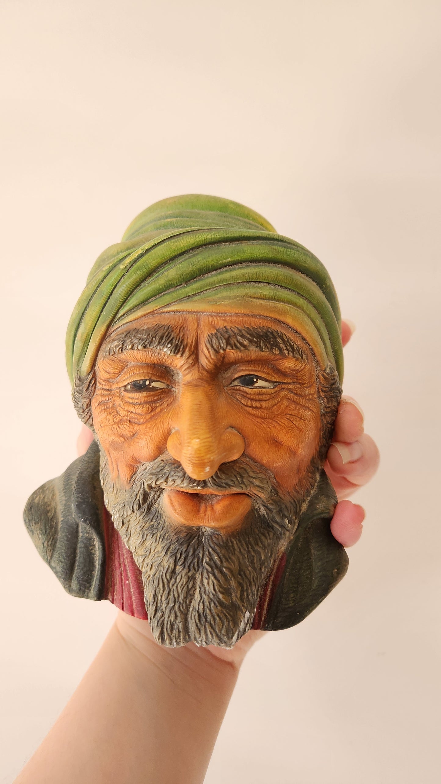 Vintage Bossons England Chalkware Head "The Kurd" (1961) – Hand Painted Wall Mask