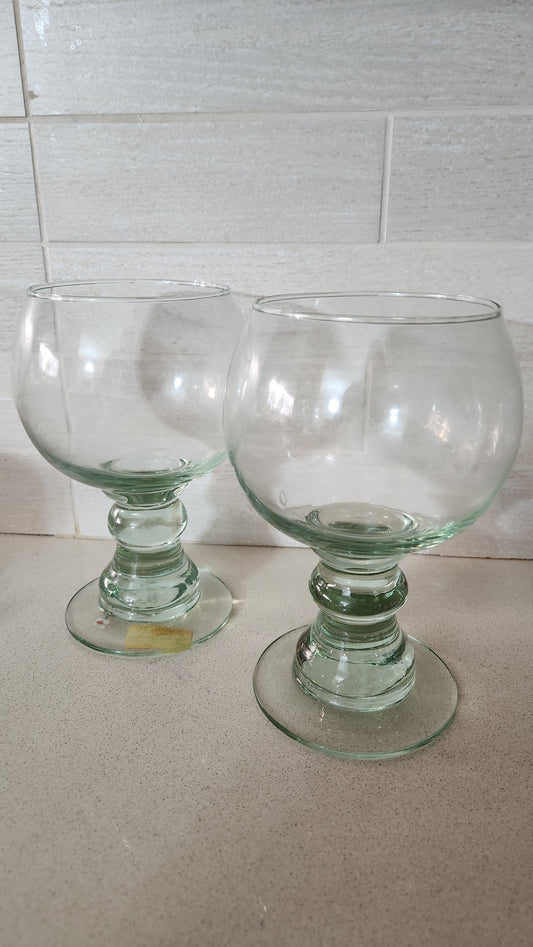 Pair of Handblown Spanish Mediterranean Margarita/Beer Glasses