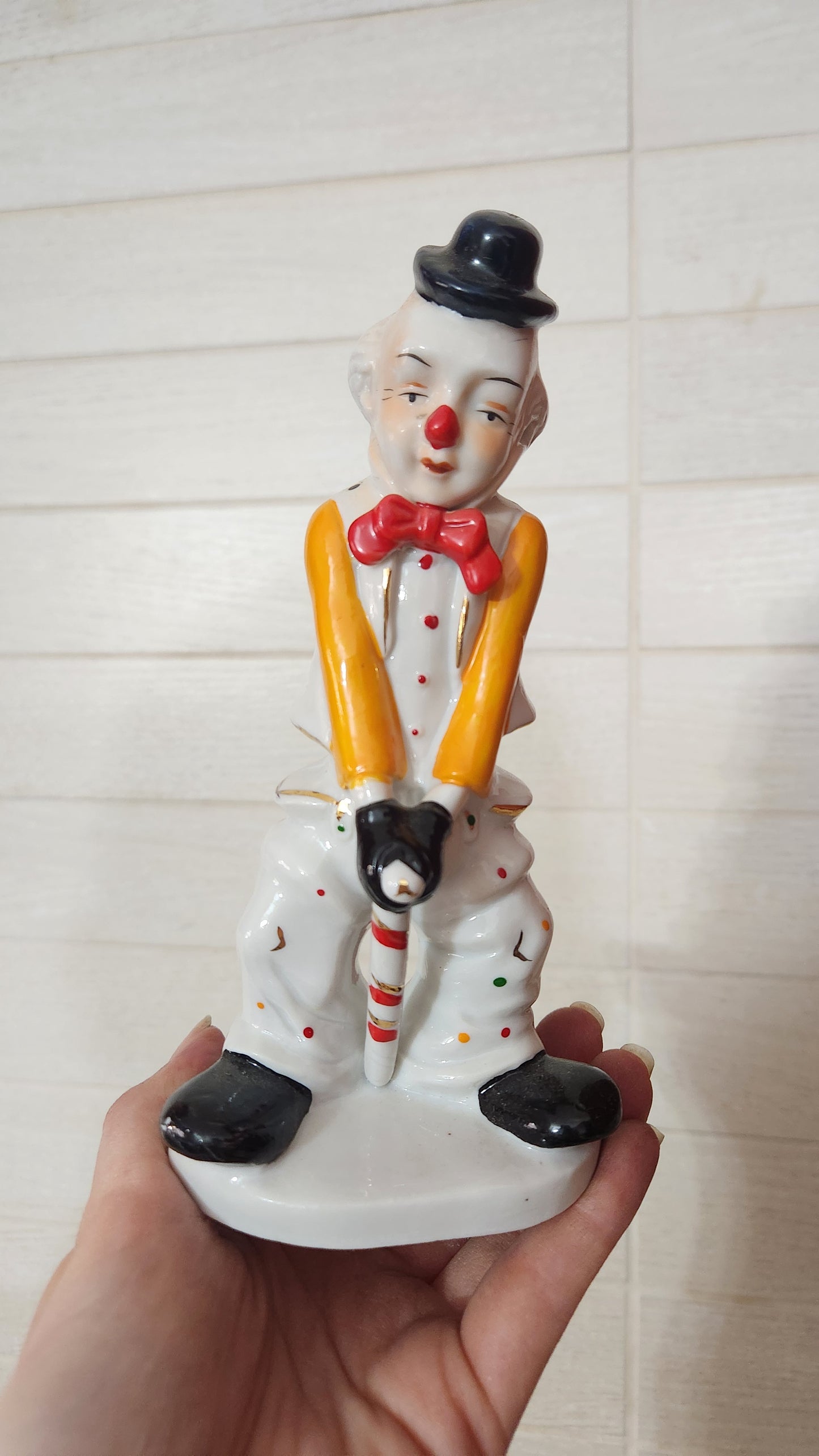 Set of 3 hand Painted porcelain clown figurines