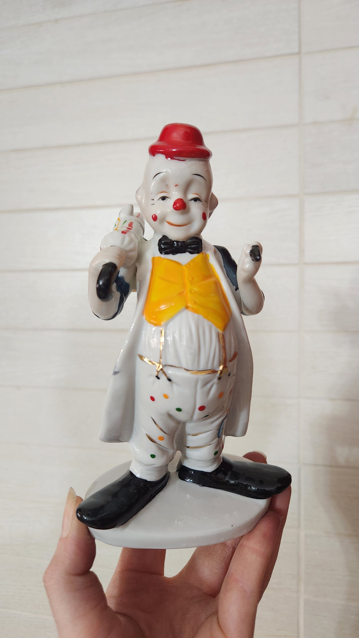 Set of 3 hand Painted porcelain clown figurines