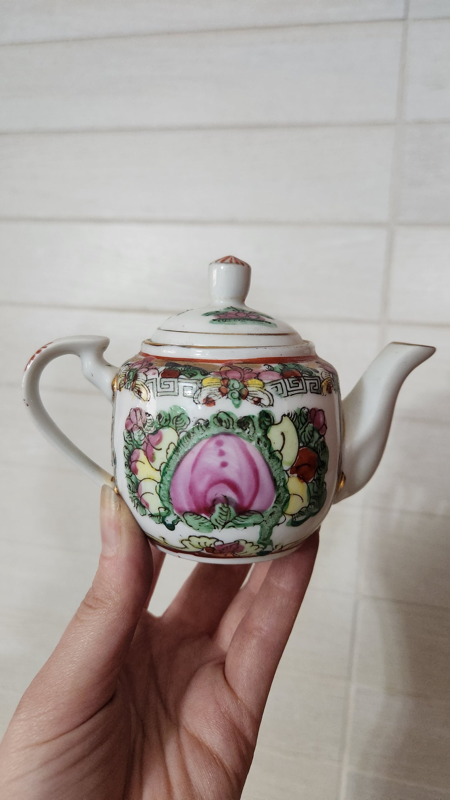 Vintage Chinese Famille Rose Porcelain Miniature Tea Set