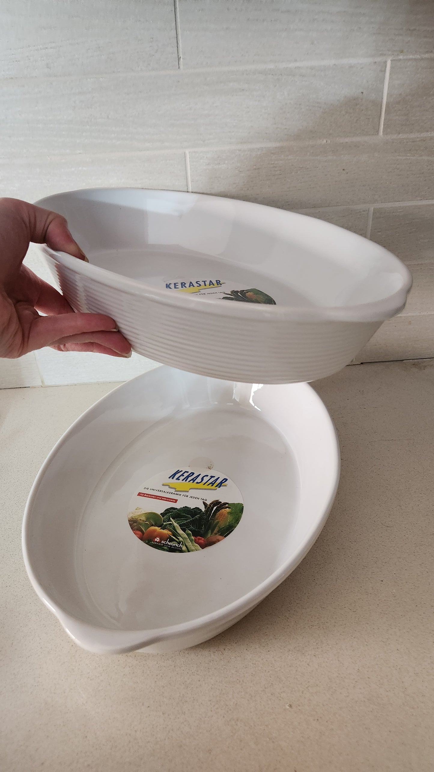 2 Vintage Scheurich Kerastar Oval Ceramic Baking Dishes - W. Germany