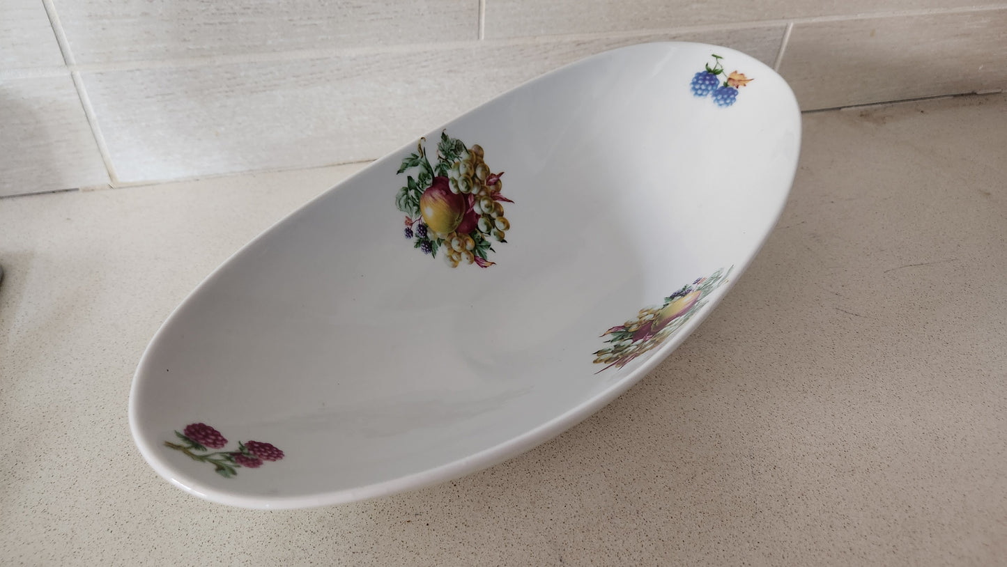 Vintage Naaman Fine Porcelain Fruit Bowl - Oval Boat Shape